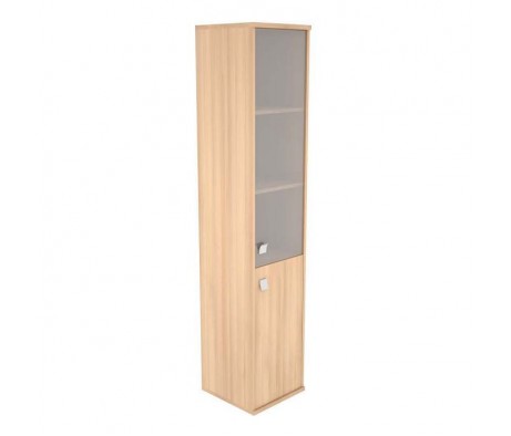 Шкаф высокий узкий 1 низкая дверь ЛДСП 1 средняя дверь стекло Style System