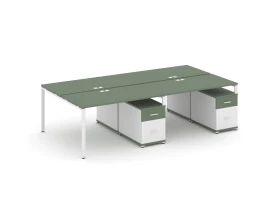 Рабочая станция 4 места с 2 двухсторонними опорными тумбами CN.DRS-322 W 2360x1480x750 Концепт / Concept images