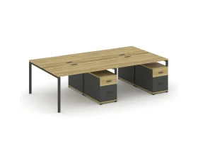 Рабочая станция 4 места с 2 двухсторонними опорными тумбами CN.DRS-322 W 2360x1480x750 Концепт / Concept images