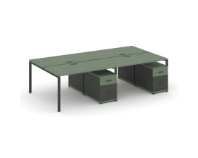 Рабочая станция 4 места с 2 двухсторонними опорными тумбами CN.DRS-322 W 2360x1480x750 Концепт / Concept images