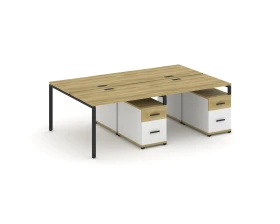 Рабочая станция 4 места с 2 двухсторонними опорными тумбами CN.DRS-322 W 2360x1480x750 Концепт / Concept images