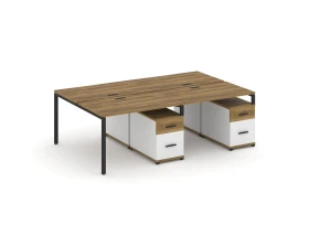 Рабочая станция 4 места с 2 двухсторонними опорными тумбами CN.DRS-322 W 2360x1480x750 Концепт / Concept images