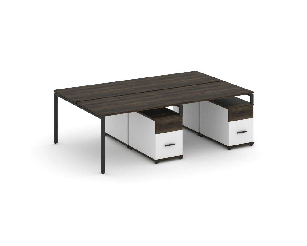 Рабочая станция 4 места с 2 двухсторонними опорными тумбами CN.DRS-322 W 2360x1480x750 Концепт / Concept