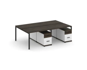 Рабочая станция 4 места с 2 двухсторонними опорными тумбами CN.DRS-322 W 2360x1480x750 Концепт / Concept images