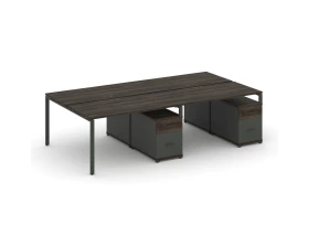 Рабочая станция 4 места с 2 двухсторонними опорными тумбами CN.DRS-322 W 2360x1480x750 Концепт / Concept images