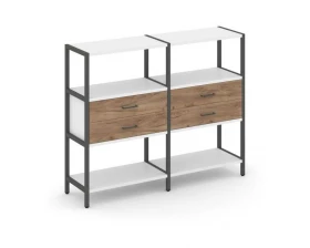 Двухсекционный стеллаж трехярусный с ящиками на одном ярусе 1590х400х1246 Shelf System images