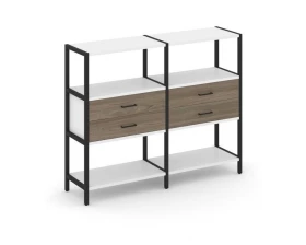 Двухсекционный стеллаж трехярусный с ящиками на одном ярусе 1590х400х1246 Shelf System images