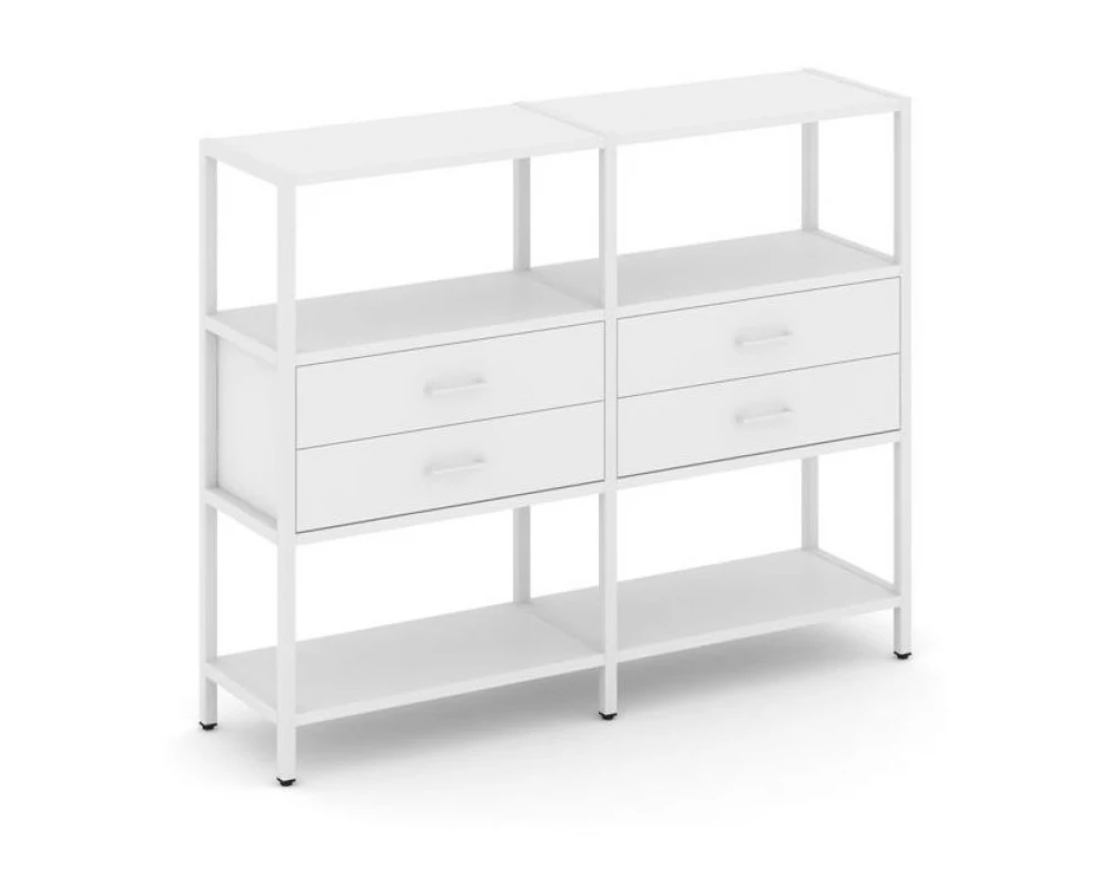 Двухсекционный стеллаж трехярусный с ящиками на одном ярусе 1590х400х1246 Shelf System