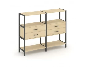 Двухсекционный стеллаж трехярусный с ящиками на одном ярусе 1590х400х1246 Shelf System images