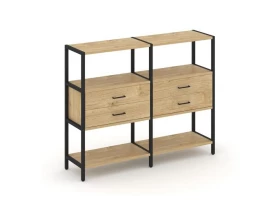 Двухсекционный стеллаж трехярусный с ящиками на одном ярусе 1590х400х1246 Shelf System images