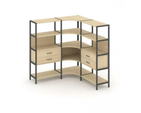 Трехсекционный угловой стеллаж четырехярусный с ящиками 1590х1590х1613 Shelf System images