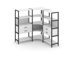 Трехсекционный угловой стеллаж четырехярусный с ящиками 1590х1590х1613 Shelf System images
