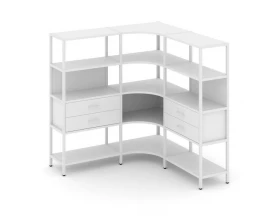 Трехсекционный угловой стеллаж четырехярусный с ящиками 1590х1590х1613 Shelf System images