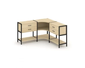 Трехсекционный угловой стеллаж двухярусный с ящиками 1590х1590х879 Shelf System images