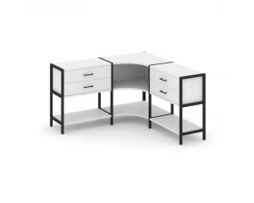 Трехсекционный угловой стеллаж двухярусный с ящиками 1590х1590х879 Shelf System images