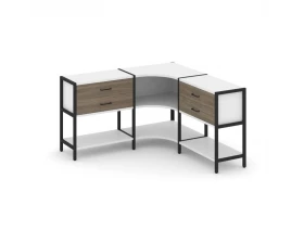 Трехсекционный угловой стеллаж двухярусный с ящиками 1590х1590х879 Shelf System images